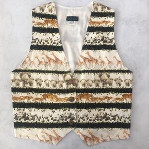 Vintage Animal Print Vest with Black and Cream
